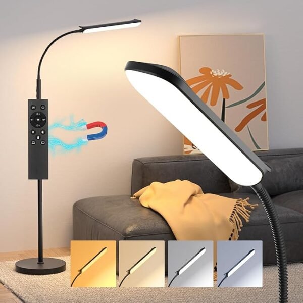 LED Floor Lamp 18W, Adjustable Color & Brightness, Gooseneck Reading Light with Remote & Touch Control