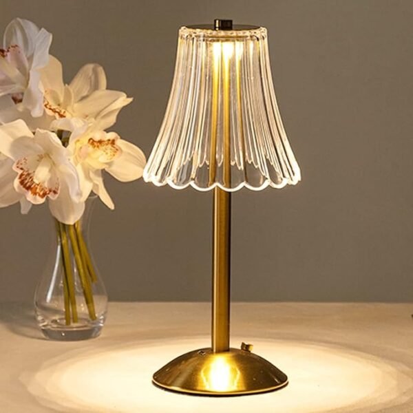Cordless Table Lamp Gold, 12" Rechargeable LED Brass Lamp with USB & Dimmer, Indoor/Outdoor