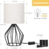 Black Modern Table Lamp, Minimalist Bedside Lamp with Hollow Base & Linen Shade - Image 3