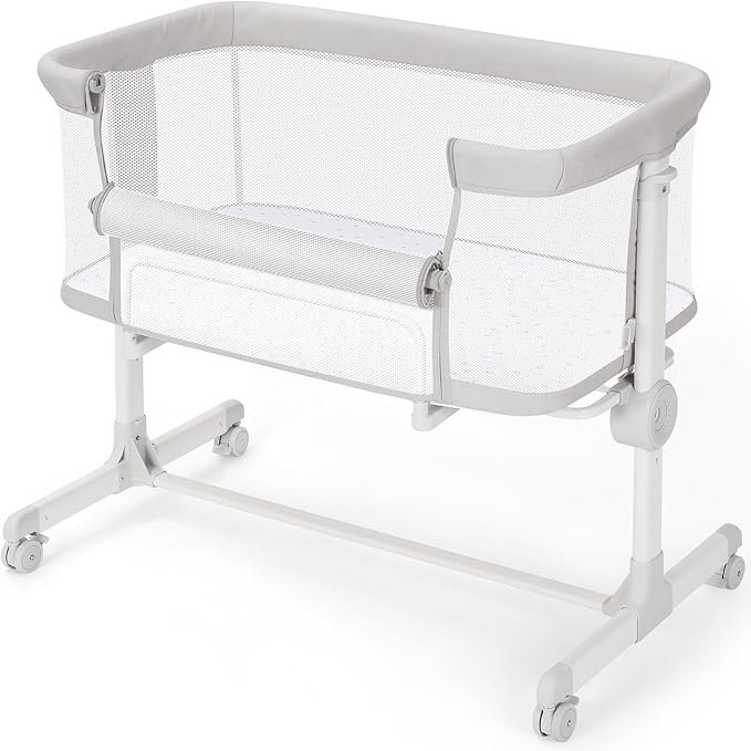 Baby Bassinet with Wheels, 7-Height Adjustable Bedside Sleeper