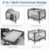 4-in-1 Pack & Play Playard with Bassinet, Changing Table, Wheels, Music Box - Image 2