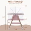 Portable Baby Bassinet with Wheels, Mattress, Mosquito Net, Storage, Breathable Mesh (Pink) - Image 3