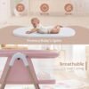 Portable Baby Bassinet with Wheels, Mattress, Mosquito Net, Storage, Breathable Mesh (Pink) - Image 4