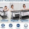 Baby Bedside Bassinet with Wheels, Adjustable, Storage Basket, Mattress, Portable Folding Cradle (Black) - Image 2