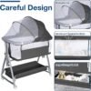 Baby Bedside Bassinet with Wheels, Adjustable, Storage Basket, Mattress, Portable Folding Cradle (Black) - Image 4
