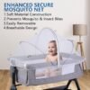 Portable Bassinet Mosquito Net Cover with Zipper, Bedside Crib Tent (White) - Image 2