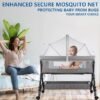 Portable Bassinet Mosquito Net Cover with Zipper, Bedside Crib Tent (White) - Image 3
