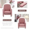Modern Nursery Rocking Chair, Pink Upholstered Glider with Footrest & Pocket, Wood Base - Image 3