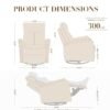 Swivel Recliner Sofa with Large Footrest, High Back, White Upholstered Single Sofa - Image 3