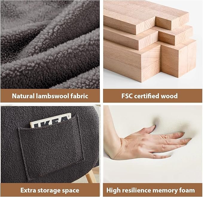 Nursery Grey Upholstered Glider Chair with Memory Foam and Side Pockets - Image 4