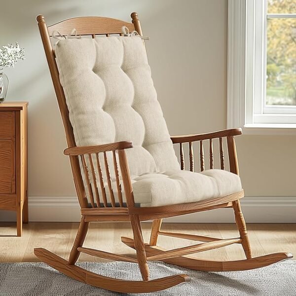 Indoor Rocking Chair Cushion, Extra Large Water-Resistant Glider Replacement, Beige