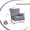 Velvet Nursery Glider Rocker with Comfy Armrest, Accent Rocking Chair with Solid Wood Legs for Baby (Gray) - Image 2