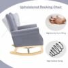 Velvet Nursery Glider Rocker with Comfy Armrest, Accent Rocking Chair with Solid Wood Legs for Baby (Gray) - Image 3