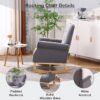 Velvet Nursery Glider Rocker with Comfy Armrest, Accent Rocking Chair with Solid Wood Legs for Baby (Gray) - Image 4