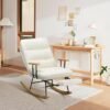 Glider Rocking Chair with Footrest, Adjustable Backrest, Teddy Upholstered - Image 3