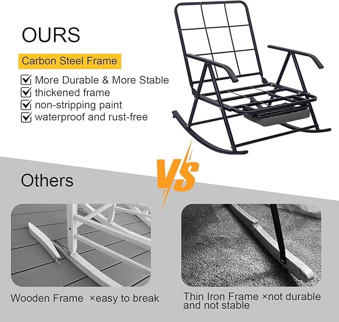 Nursery Rocking Glider Chair with Cushion, Modern Nursing Rocker Armchair, Grey - Image 3