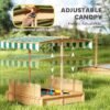 Wooden Sandbox with Lid, Canopy & Benches, Sand Protection, 47x47 in, Kids 3-7 - Image 3