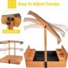 Sandbox with Lid – 47.2" Outdoor Sand Pit, 2 Foldable Benches, UV Resistant Adjustable Roof, Ages 4-8 - Image 2