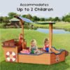 Pirate Ship Outdoor Sandbox with Cover, Bench & Storage, Ages 3-8, Easy Install - Image 2