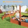 Wooden Kids Sandbox with Lid, Foldable Sandpit, Canopy, Adjustable Roof, Liner Included - Image 2