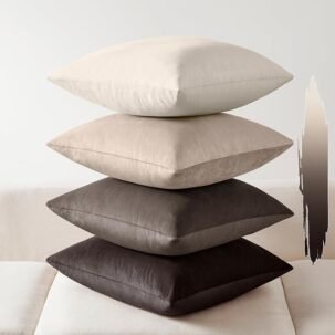 18x18 Velvet Pillow Covers – Set of 4 in Brown/Grey for Sofa & Bedroom Decor