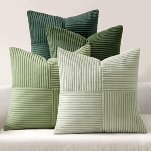 20x20 Spring Green Pillow Covers – Set of 4 Corduroy Boho Farmhouse Decor
