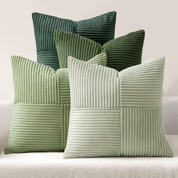 20x20 Spring Green Pillow Covers – Set of 4 Corduroy Boho Farmhouse Decor
