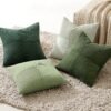 20x20 Spring Green Pillow Covers – Set of 4 Corduroy Boho Farmhouse Decor - Image 3