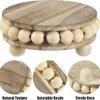 2-Pack Wood Risers – 4" Brown Pedestal Stands for Farmhouse & Home Decor - Image 2