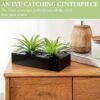 10" Faux Grass Plant – Black Wood Planter for Tabletop Decor - Image 2