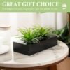 10" Faux Grass Plant – Black Wood Planter for Tabletop Decor - Image 3