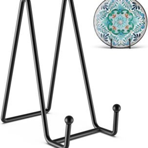3-Pack 6" Plate Stands – Black Vinyl Display Holders for Photos, Books & Art