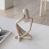 Small Thinker Sculpture – Sandstone Resin Abstract Decor for Home or Desk - Image 3