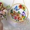 6" Stained Glass Suncatcher – Butterfly Flower Window Hanging with Gold Frame & Chain - Image 4