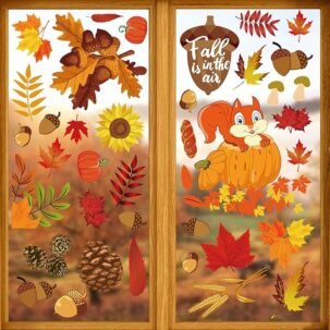 Fall & Thanksgiving Window Clings – Autumn Stickers for Home, School & Office Decor