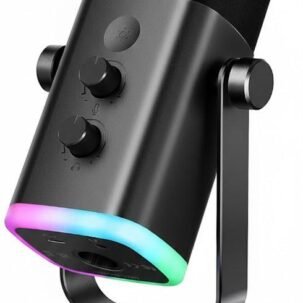 RGB USB/XLR Dynamic Podcast Microphone with Stand and Mute