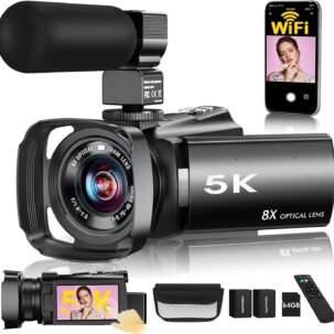 5K Vlogging Camera 64MP WiFi Camcorder with Night Vision