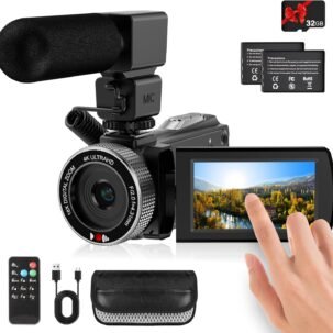 4K Full HD Vlogging Camera 48MP Camcorder with Touchscreen