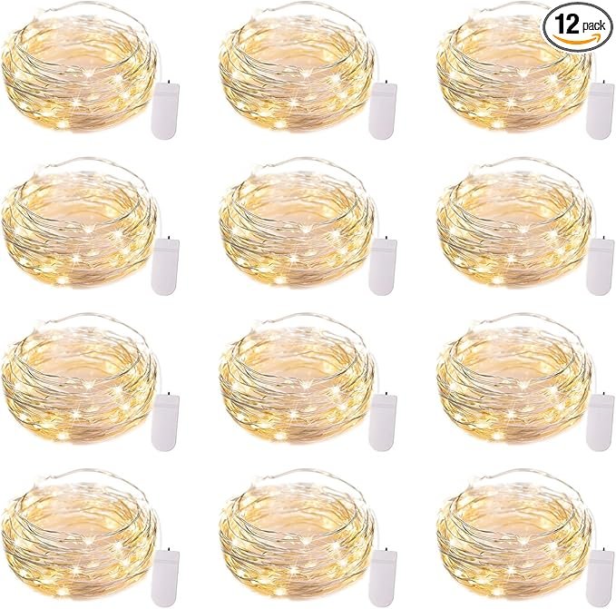 12 Pack Battery Operated LED Fairy String Lights Waterproof