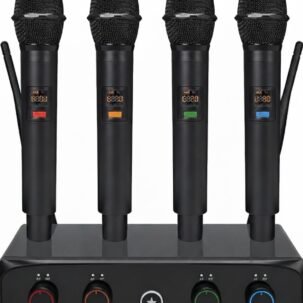4-Channel UHF Wireless Microphone System for Karaoke, Singing, Events