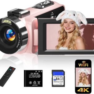 4K FHD Vlogging Camera 56MP Camcorder with Night Vision & WiFi