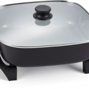 12 Inch Ceramic Electric Skillet PFAS Free Deep Dish 1200W