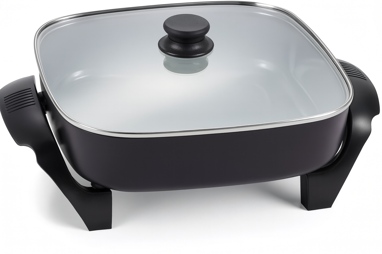 12 Inch Ceramic Electric Skillet PFAS Free Deep Dish 1200W