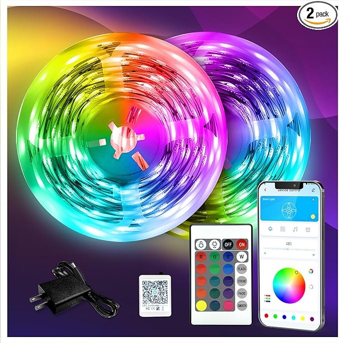130ft RGB LED Strip Lights with Remote for Bedroom