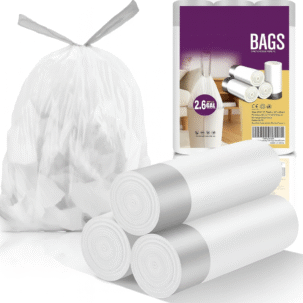 2.6 Gallon Drawstring Trash Bags Heavy Duty Leak Proof 60 Count