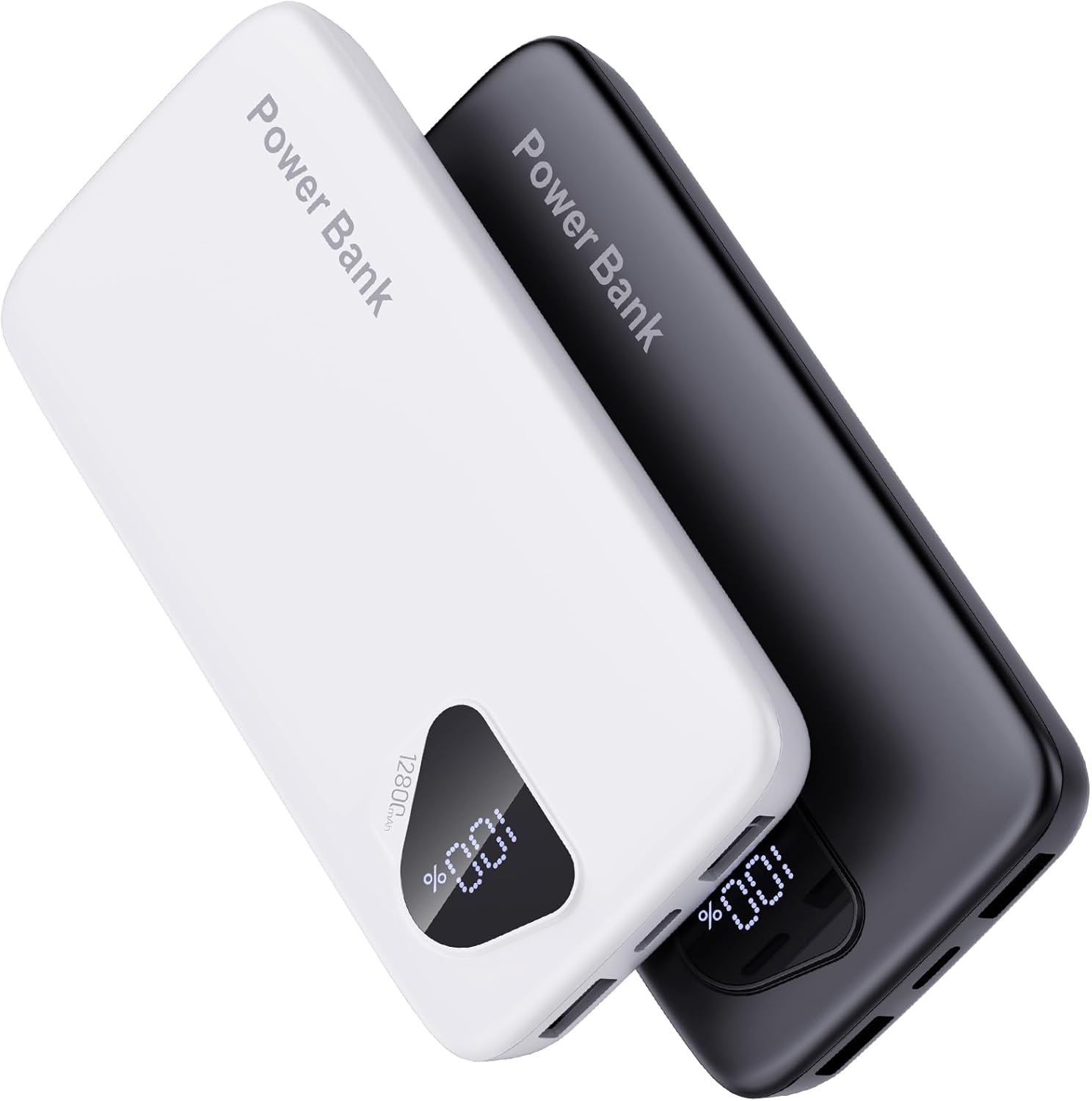 2-Pack 12800mAh Portable Power Bank Built-in Cables