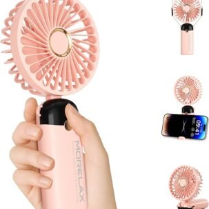 Portable USB Rechargeable Mini Fan 5-in-1 Travel Pink