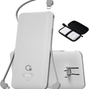 10000mAh Portable Power Bank Built-in Cables AC Plug