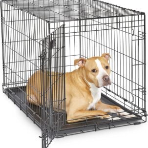 Single Door Metal Dog Crate for Medium-Large Breeds, 70lbs