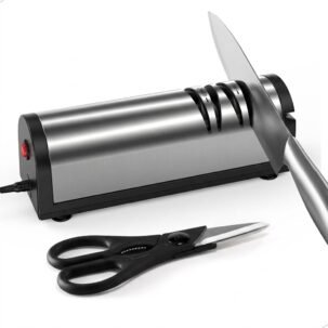 2-Stage Electric Knife Sharpener with Scissors Slot and Dust Box